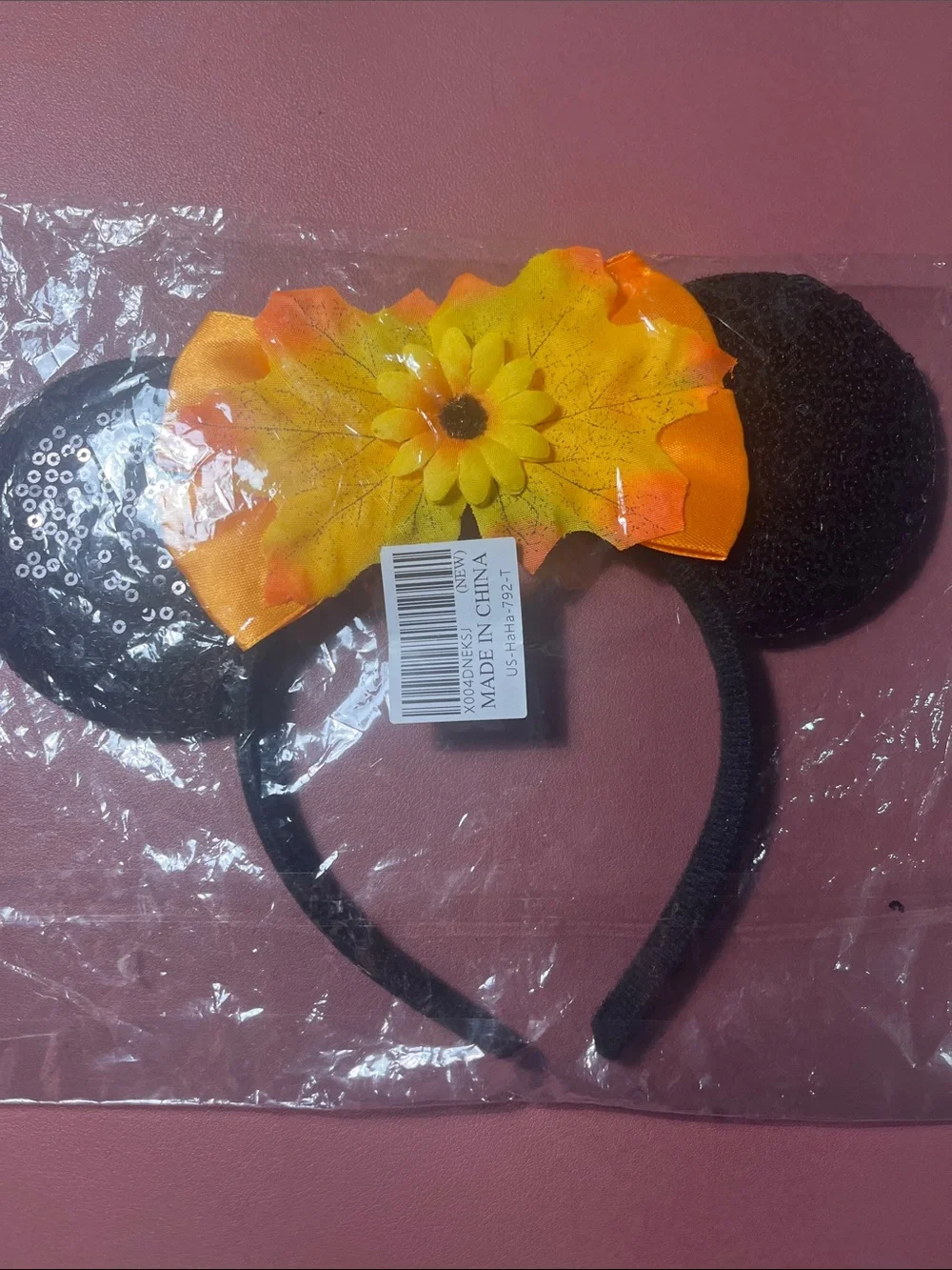 Black Mouse Ear Headband with Yellow Sunflower Accent - Kids Costume
